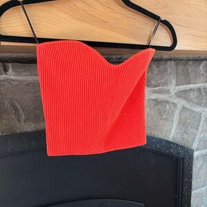 Strapless Sweetheart Neckline Ribbed Knit Crop Top